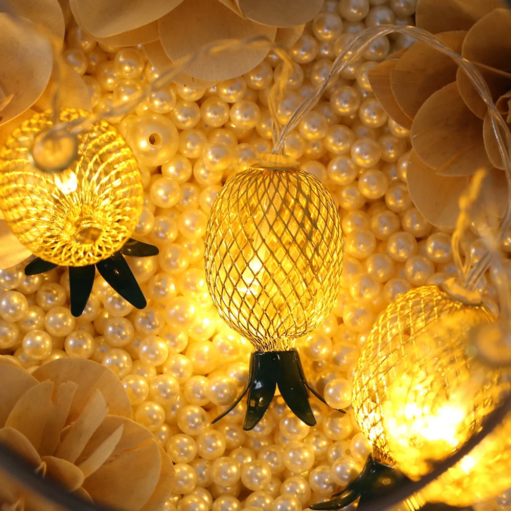 Декоративная светящаяся гирлянда из металла Форма ананаса USB источник питания 10LED Дом Сад вечерние Рождество День атмосферная гирлянда