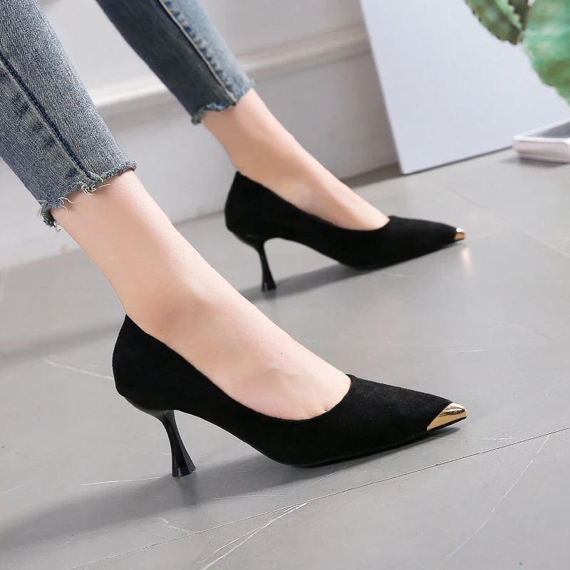 Temperament High Heels Sexy Pointed Shallow Mouth Stiletto Single Shoes Career Office Shoes Elegant Women's Shoes Banquet Pumps