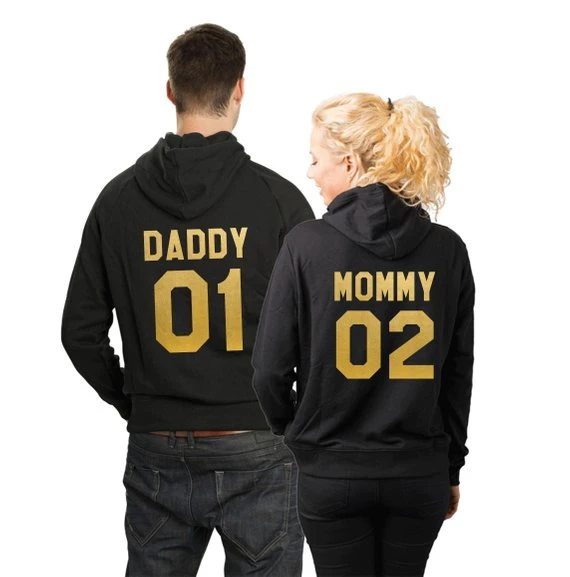 Sudadera con capucha para parejas, suéter con estampado Halloween para la familia, ropa para Parte Superior Femenina, con estampado de papá 01, Mommy 02, Tumblr Hipster, envío con capucha y