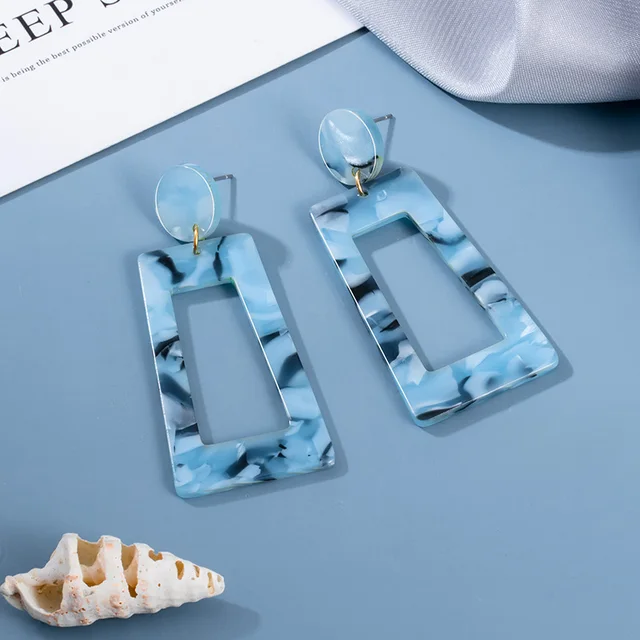 BLINLA 2021 New Korean Blue Geometric Acrylic Earrings for Women Fashion Bohemian Round Drop Earrings Party Brincos Jewelry Giuy Type 141