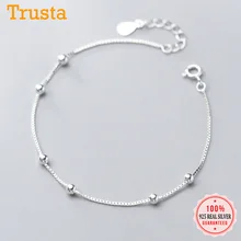 Trustdavis Подлинная 925 стерлингового серебра Минималистичная коробка цепи бусины браслет женские браслеты для щиколотки девушки свадебные украшения подарок DS1892