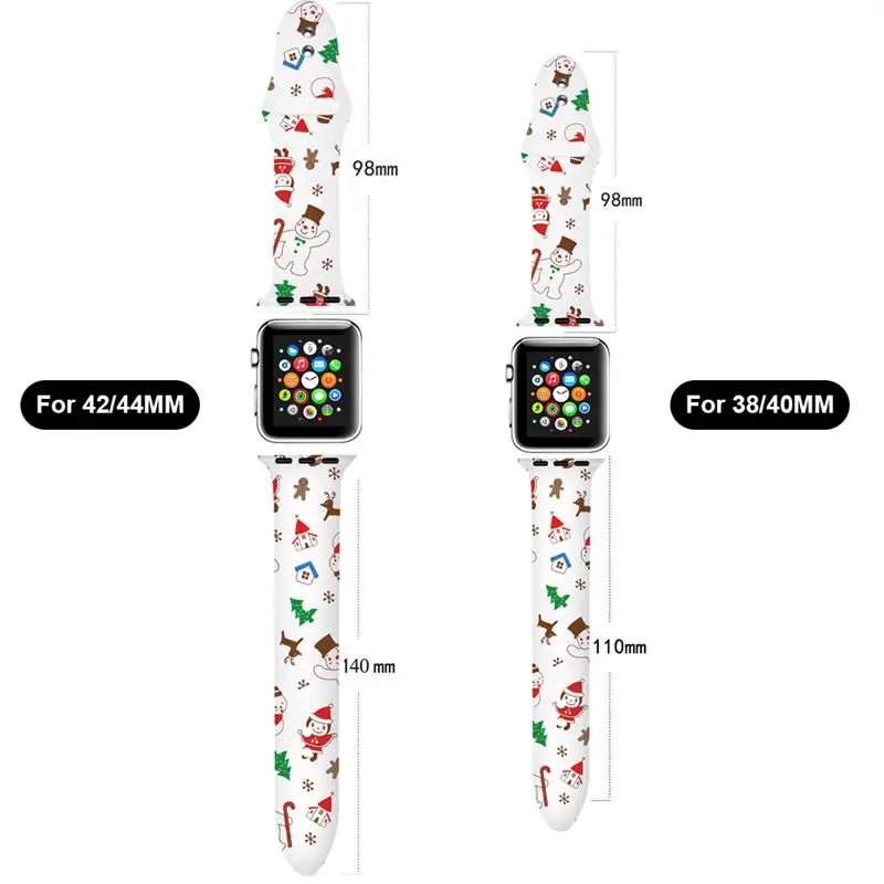 LOVERONY Рождественский ремешок для наручных часов Apple Watch Series 5/4/3/2/1 силиконовый ремешок для Apple Watch 38 мм 40 мм 42 44 мм браслет