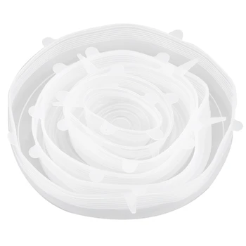

6x Silicone Storage Covers, 6-Pack of Various Sizes Silicone Stretch Lids for Bowl, Can, Jar and so on