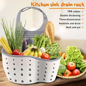 

1pcs Kitchen Sink Shelf Soap Sponge Drain Rack Silicone Storage Basket Bag Faucet Holder Adjustable Bathroom Holder Accessorie