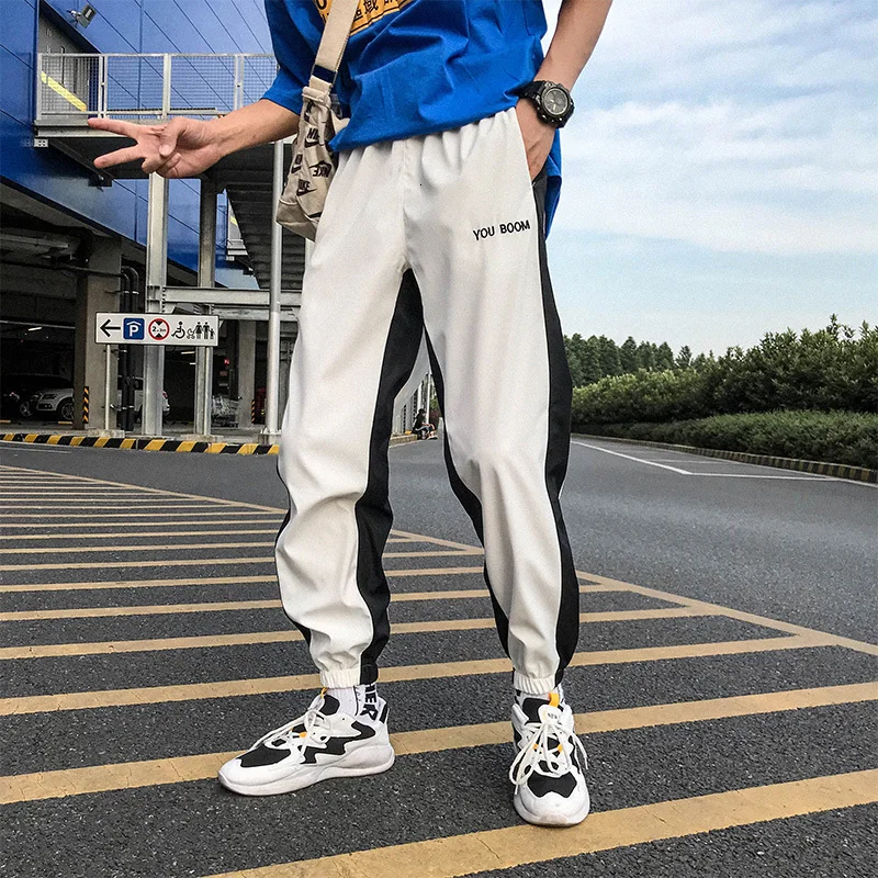 

Autumn New Pants Men Fashion Contrast Color Casual Drawstring Trousers Man Streetwear Wild Hip Hop Loose Joggers Sweatpants