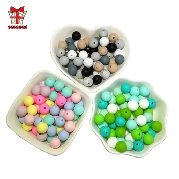 

BOBO.BOX 10Pcs 9mm Round Silicone Beads Food Grade Material for DIY Baby Necklace Chewing Care Baby teether