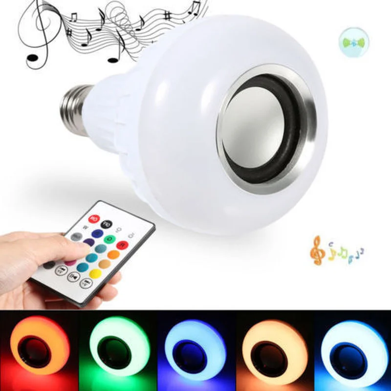 Смарт-E27 RGB Bluetooth Динамик светодиодный лампы светильник 12 Вт работы в режиме