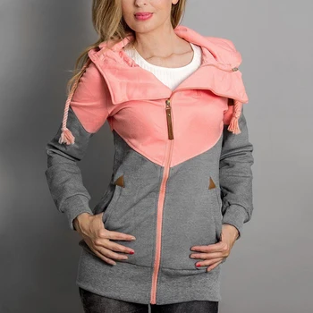 

Women Sweatshirt 2019 Casual Hooded Zipper Pocket Patchwork Jackets Fashion Warm Fitness Gym Running Female Outwear Plus Size