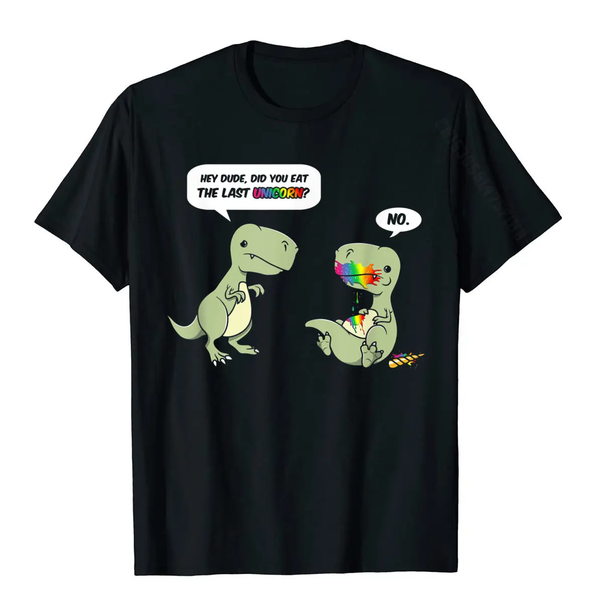 Printed On Crew Neck Tshirts Summer Tops T Shirt Short Sleeve Coupons Cotton Fabric Summer Tees Custom Male Top Quality Hey Dude Did YOU Eat the ast Unicorn Joke T-rex Dino Tshirt__1756 black