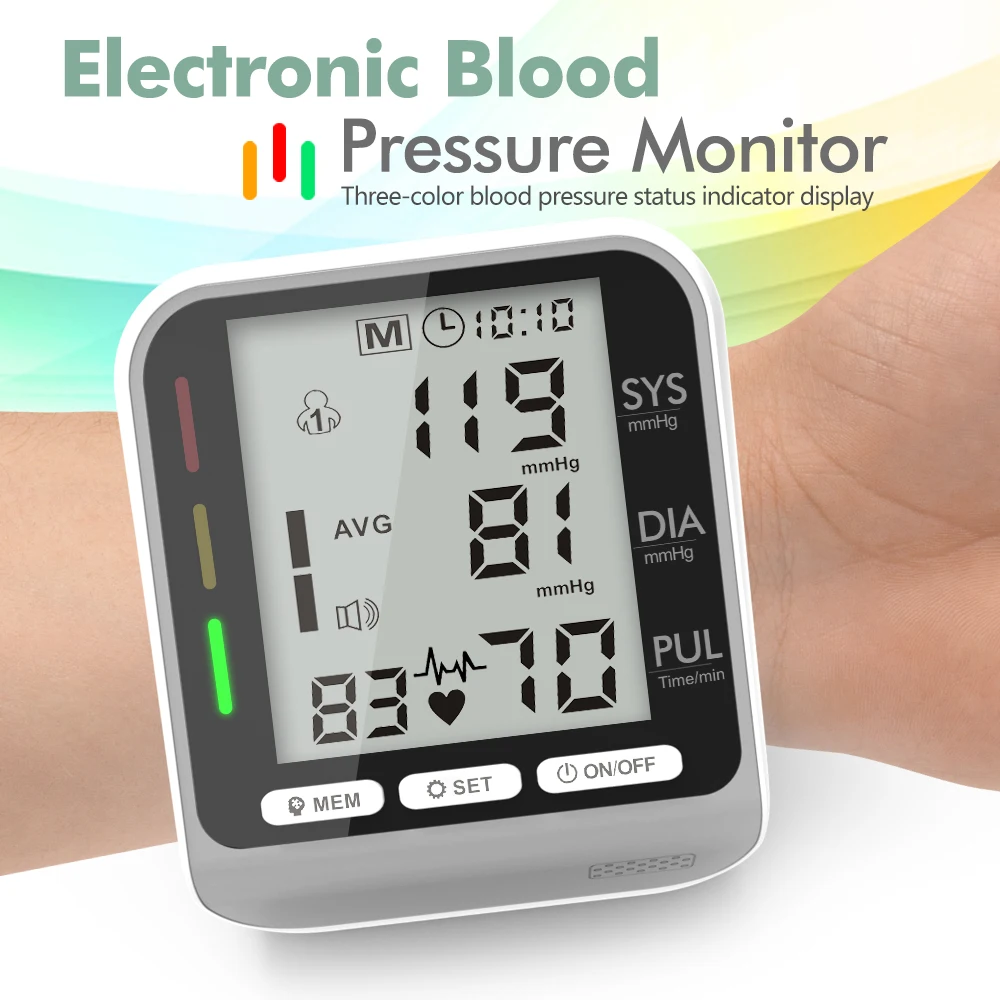 Kiuzou Automatic Digital Wrist Blood Pressure Monitor Sphygmomanometer Tonometer Tensiometer Heart Rate Pulse Meter BP Monitor 2