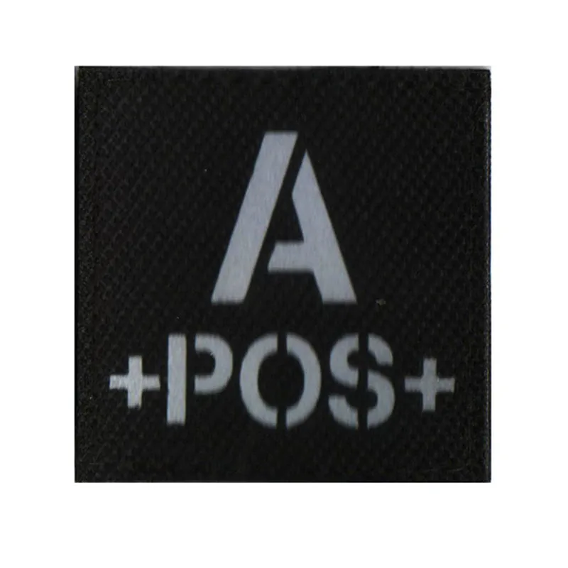Тип крови инфракрасный в темноте патч A+ B+ O+ AB+ POS положительный ИК патч обратный CP военный боевой патч значок с петлей