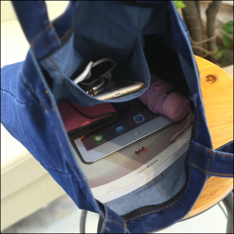 Foikvoon Корея простая женская сумка Повседневная дикая джинсовая сумка простое, маленькое, новое, женская большая сумка