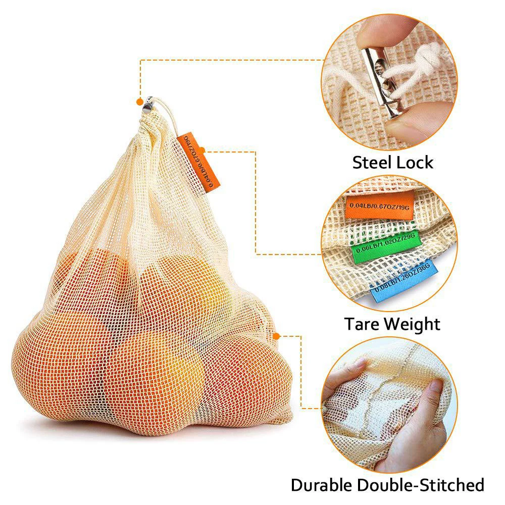 

Portable Reusable Mesh Bag Organizer Shopping Tote Cotton Net String Handbag new