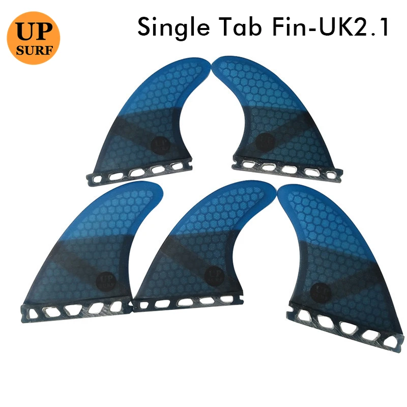 New Design Upsurf Single Tabs Fin UK2.1 Surfboard Fins Fiberglass Honeycomb Tri-Quad Fins Quilhas Thruster 5 fin Set