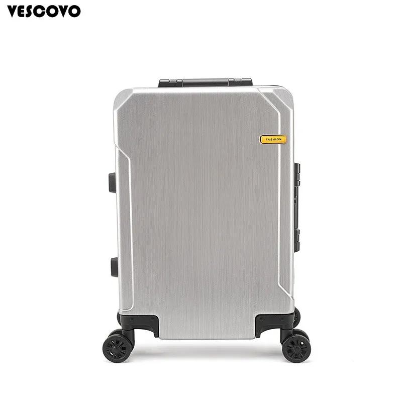 VESCOVO алюминий рама на колесиках дорожные чемоданы 20 дюймов для мужчин бизнес Carry On Box женские сумки на колесах
