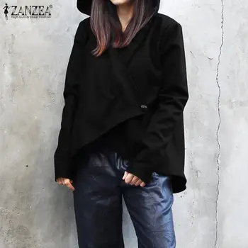 

2020 Winter Jackets Women Coats ZANZEA Womens Casual Hooded Outerwear Asymmetric Long Sleeve Chaqueta Mujer Casaco Feminino 5XL