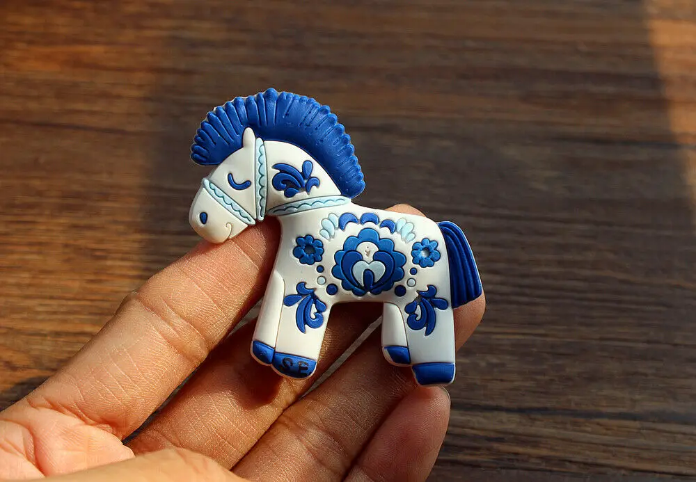 Швеция Даля лошадь туристический сувенир мини 3D резиновый магнит на холодильник