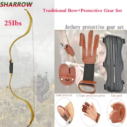 Archery Traditional Bow Powerful Recurve Bow With Protective Gear Set For Outdoor Hunting Shooting  Accessories
