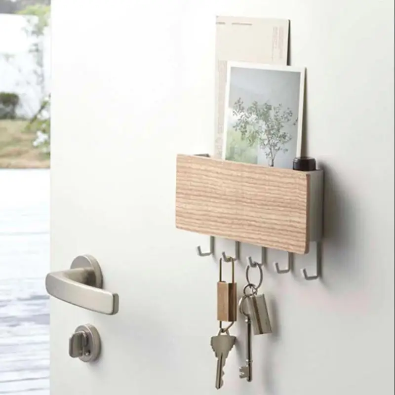 

Wooden Decorative Wall Hanging Shelf Key Rack Sundries Storage Box Organizer Hat Clothes Hanger Wood Wall Shelf