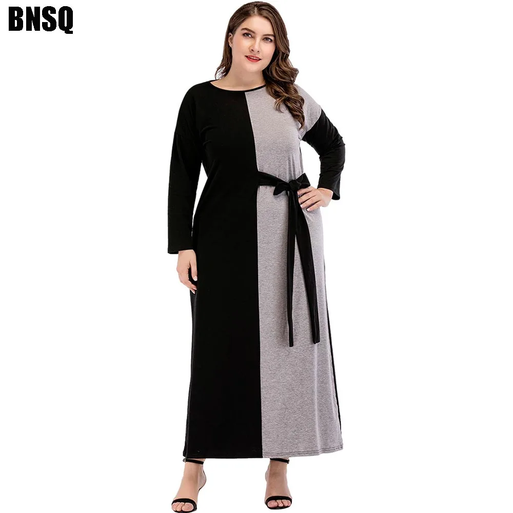 BNSQ модное простое вышитое платье мусульманское abaya свободное Макси платье