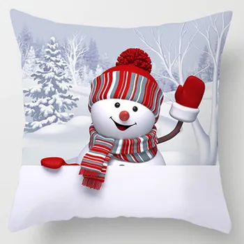 

45x45cm Christmas Snowman Series Peach Suede Pillowcase Home Sofa Pillow Cushion Cover Car Pad Home Decorative Accessories
