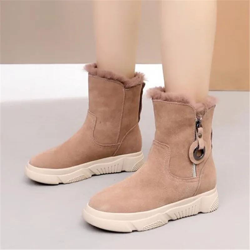 New Fashion Matte Leather Warm Snow Boots Winter Boots Light Non-slip Flat Boots Women Shoes In-tube Knight Boots Large Size 43