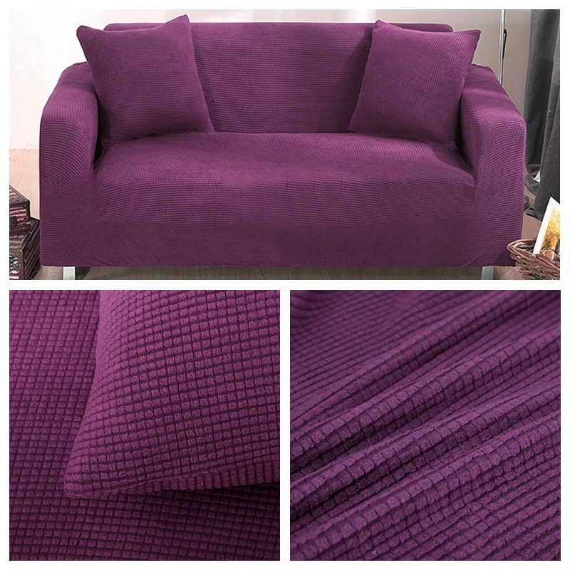 Бархатные чехлы для диванов для гостиной твердый секционный чехол для дивана эластичный чехол для дивана домашний декор Fundas Sofa Slipover наивысшего качества - Цвет: Фиолетовый