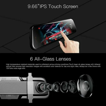 

Rear Car DVR 10inch Touchscreen Dual Lens Dash Camera 500 mAh Interior