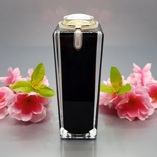 30 мл Золото/Жемчуг белый/черный квадратной формы акриловые бутылки пресс-насос бутылка для лосьона/emusion/Основа/Сыворотка пластиковая бутылка