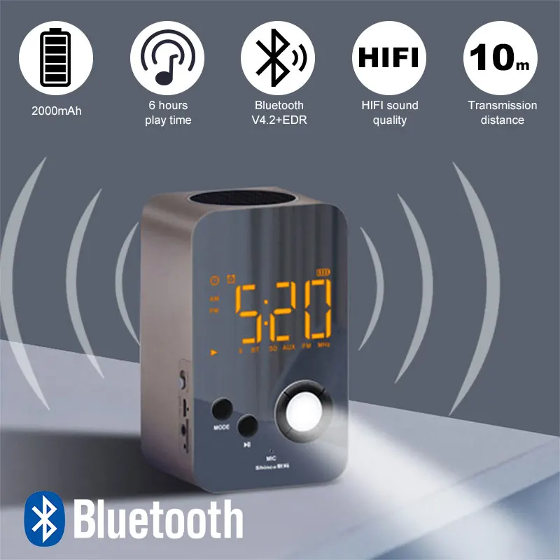 

Portable Wireless Bluetooth Speaker Stereo Subwoofer Home Theater USB Charge Column LED Display Clock FM Radio Mini Sound Bar