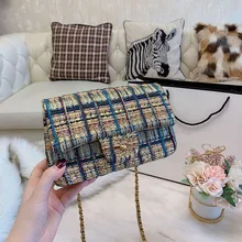 Роскошные Брендовые женские твидовые сумки в шотландском стиле женские цветные шерстяные тканевые сумки через плечо женские высококачественные сумки через плечо 20 см