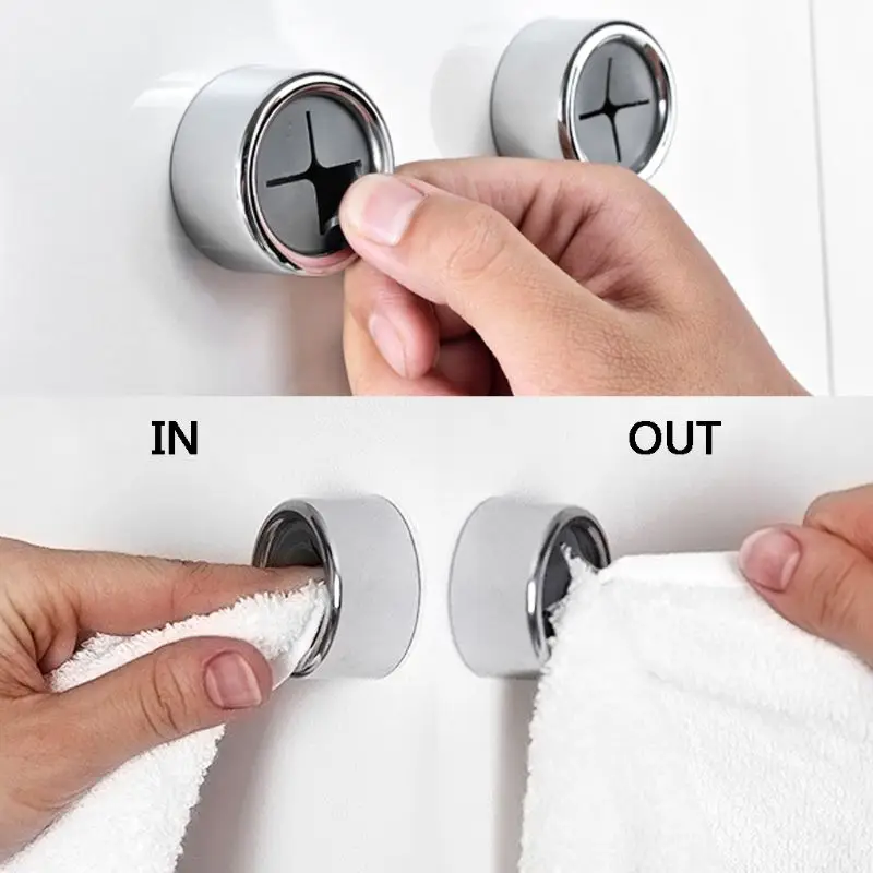 Self Adhesive Round Towel Holder Wall Mount Wash Cloth Rack Storage Hook for Bathroom Kitchen