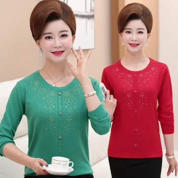 

Sweater 2020 new autumn and winter women's sweater long-sleeved jacket loose mother loaded autumn shirt shirt middle-aged