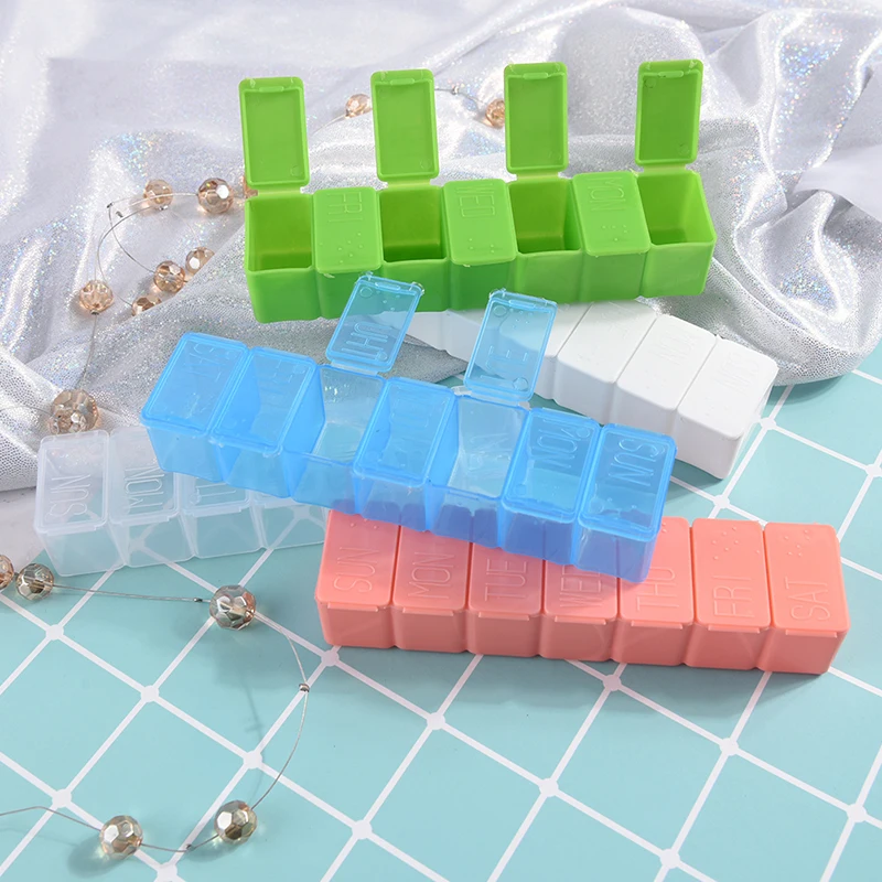 Practical 1PC 7 Days Plastic Pill Box Tablet Organizer Case Medicine Cases Storages Weekly Tablet Recognition 2