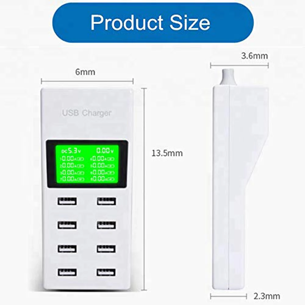 USB Зарядное устройство 8-Порты и разъёмы 40 Вт 8A Multi USB зарядное устройство быстрой зарядки станции СВЕТОДИОДНЫЙ дисплей сетевой адаптер для iPhone Ipad samsung планшеты и смартфоны