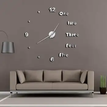 

3D acrylic mirror creative wall clock DIY oversized minimalist wall clock living room decoration