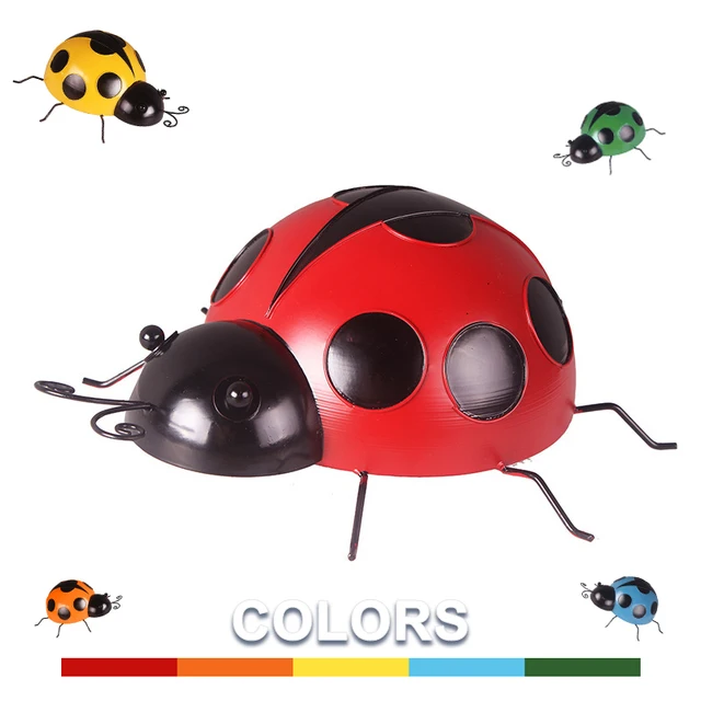 Fém Katicabogár Rovar Kerítés Fogas Falfal Lógó Otthon Kültéri Kerti Dekoratív Figurák Gyerekek Játékok Ajándék Művészeti Dísz 10 Cm - Image 3