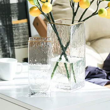 

Nordic Water Drop Glass Vase Flower Arrangement For Home Decoration Ornament Three-dimensional Rectangle Flower Vases Desk Decor
