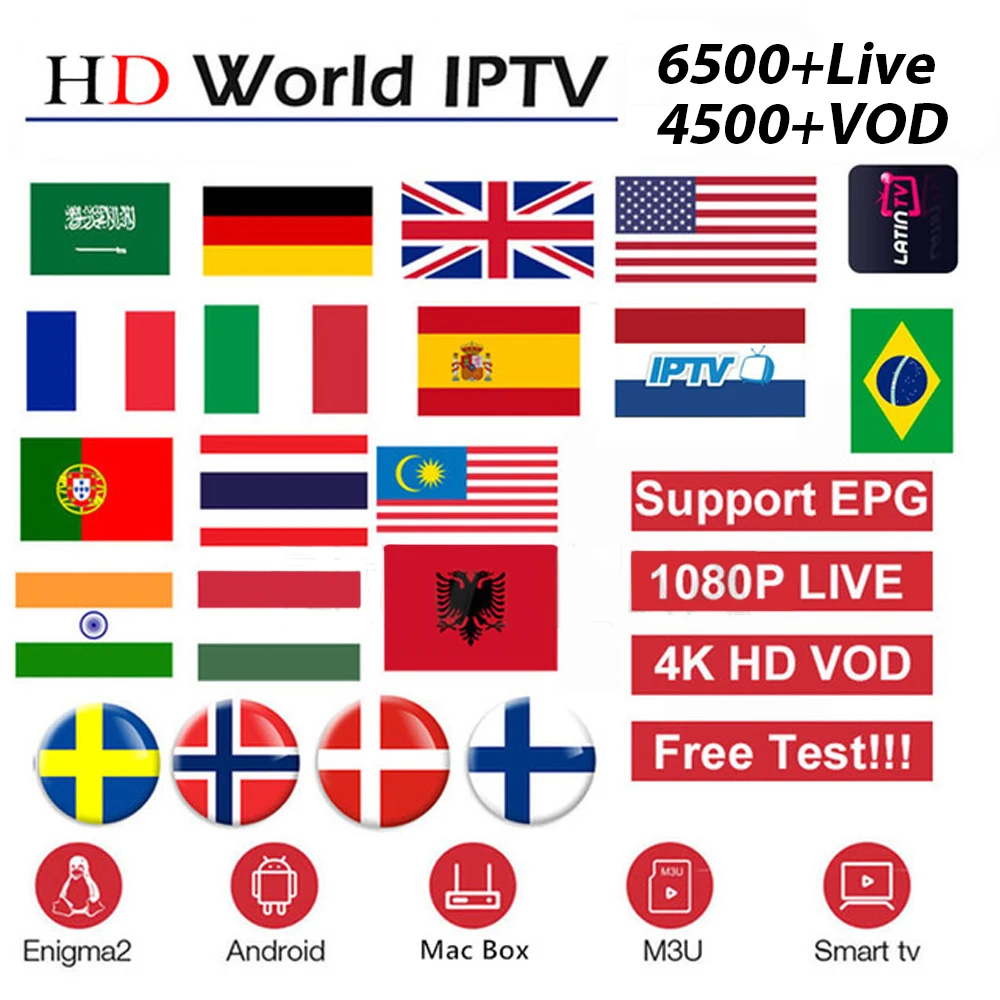 IP tv подписка Европа Германия голландский Великобритания Швеция французский Польша Испания США арабский Albania IP tv для Android tv Box Smart IP tv m3u