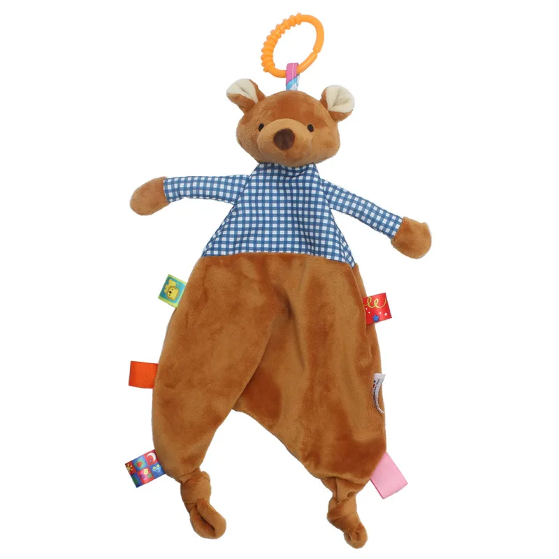 Игрушки для новорожденных, успокаивающее полотенце, милое мультяшное животное, мягкое успокаивающее полотенце с погремушкой, кролик, обезьяна, медведь, детская игрушка для коляски - Цвет: Bear