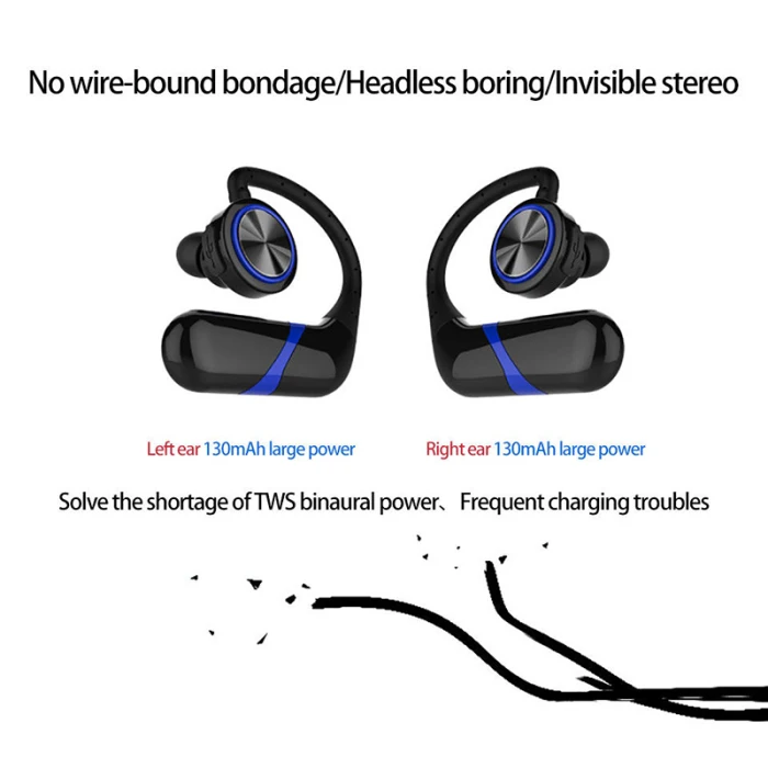TWS, беспроводная гарнитура, наушники, Bluetooth 5,0, наушники с крючком, большая мощность, емкость для спорта, бизнеса, путешествий, горячая распродажа