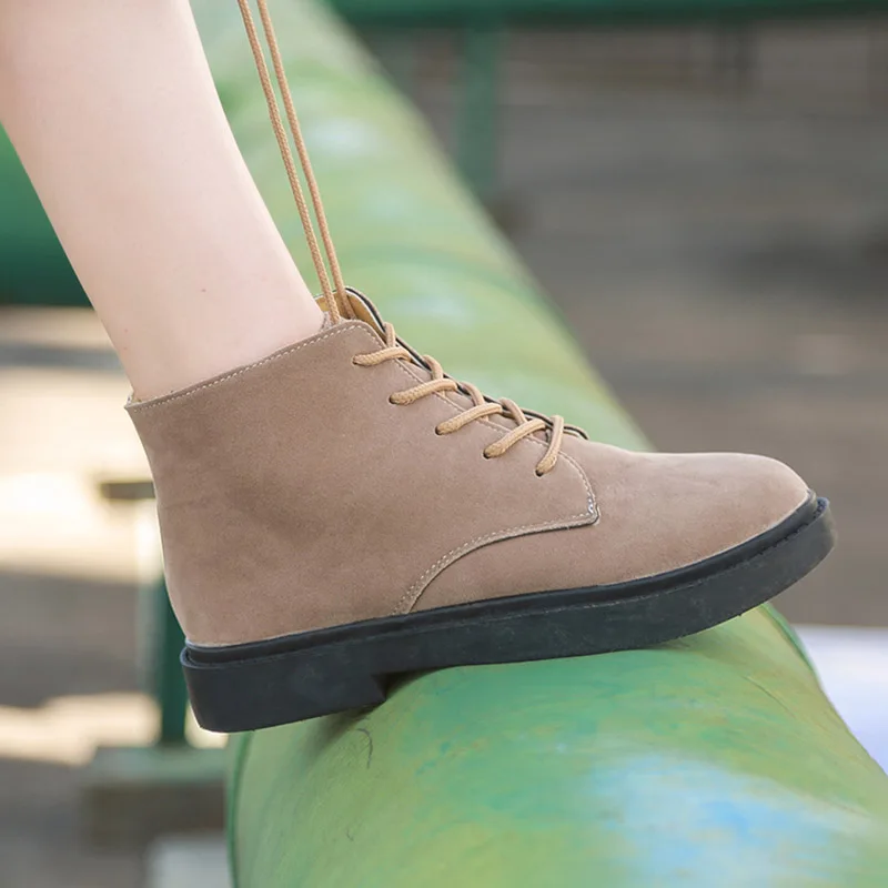 

Lace Up Shoes Martins For Women Lady Boots Low Heels booties Bootee Woman 2019 Round Toe Rock Ladies Mid Calf Autumn Rubber
