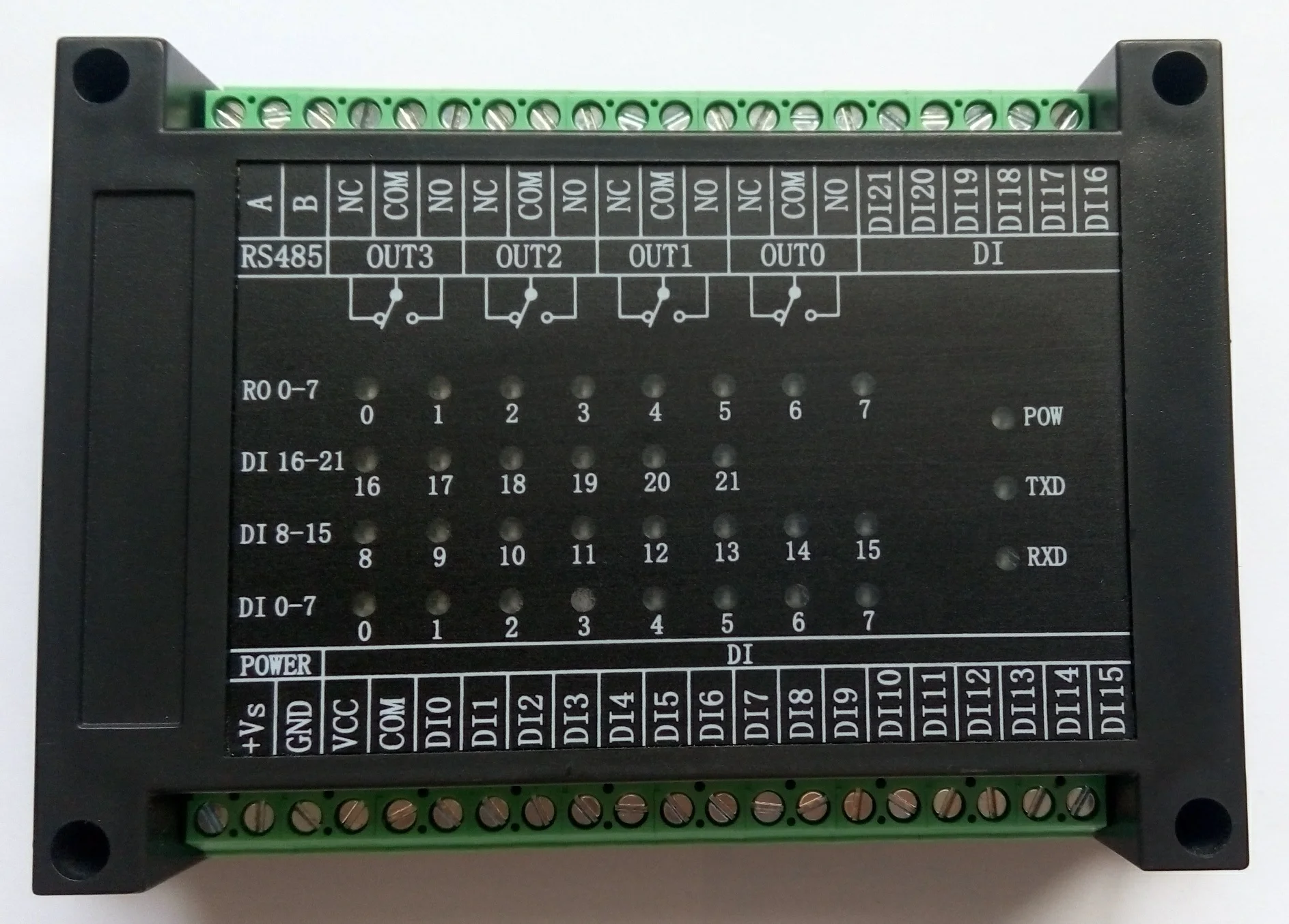 

Switching input and output 22 way into 4 way relay output module RS485 MODBUS-RTU communication
