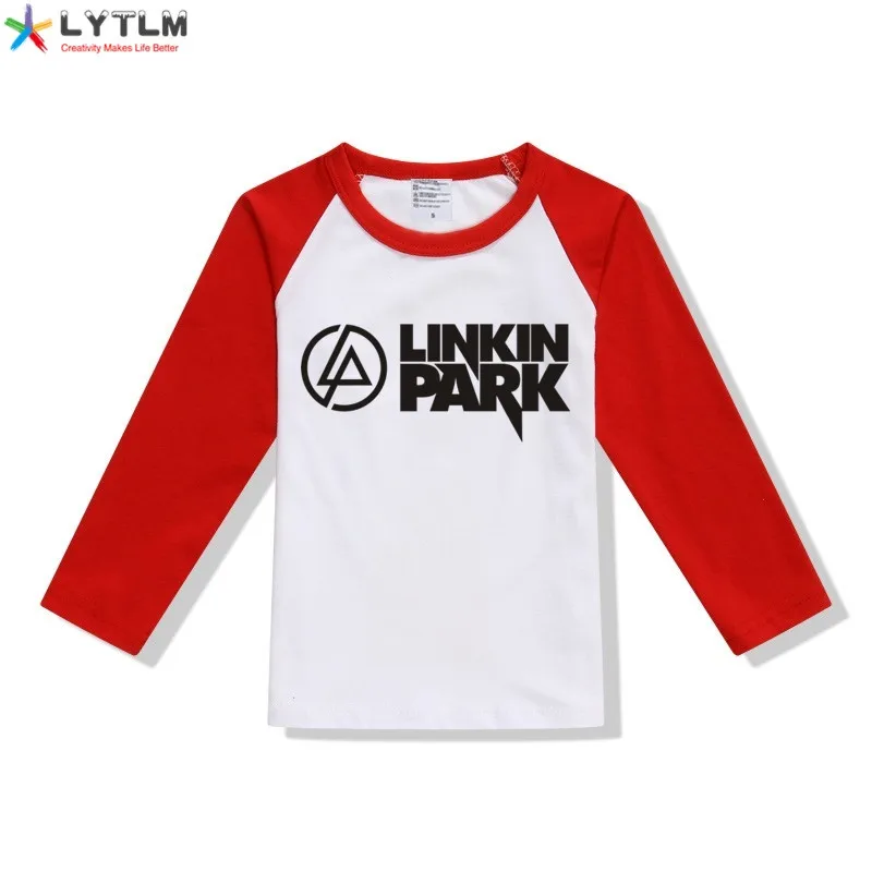 LYTLM футболка Linkin Park футболки с длинными рукавами для маленьких мальчиков Camisetas, Детская рубашка для девочек, XXX, реглан в стиле рок-н-ролл, топ для девочек - Цвет: CX Raglan Red