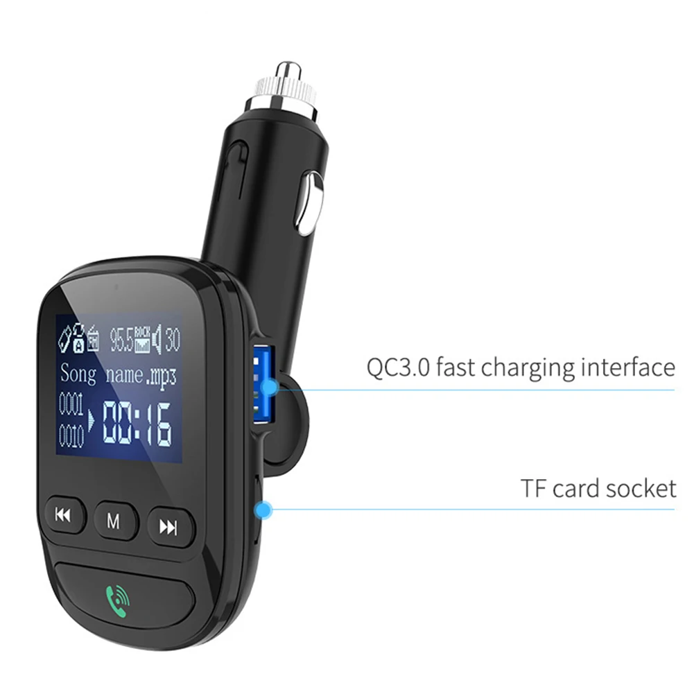 BT06Q Автомобильный MP3-плеер, Многофункциональный Bluetooth приемник, автомобильное зарядное устройство QC 3,0 с двумя usb-портами, автомобильная сигарета, зажигалка для автомобильного аудио