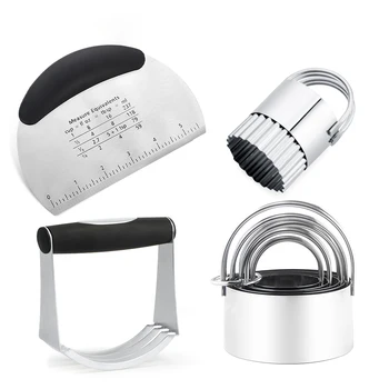 

Ergonomic Grip Dough Blender Gift Multifunction Biscuit Cutter Stainless Steel Cake Mould Pastry Scraper Set Cookie Home Kitchen