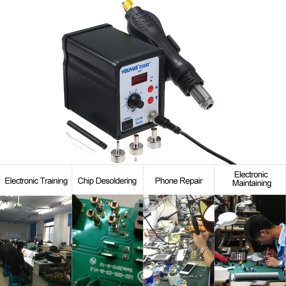 

Soldering Station LED Digital Solder Iron Desoldering Station BGA Rework Solder Station Hot Air Welding Tool (E-U Plug)