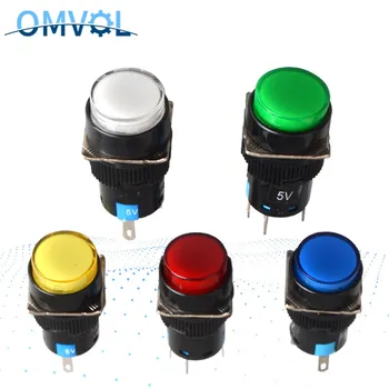 

1PC 16MM Round Momentary & Self-Locking Push Light Button Power Switch Silver Contact 1NO1NC 5V 12V 24V 220V Reset 5Pins Power