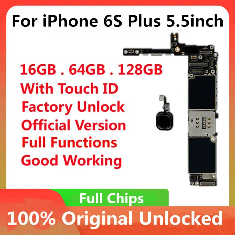 For iPhone 6S Plus 5.5inch Original Motherboard Factory Unlock Mainboard With Touch ID Full Functions IOS Update Support | Мобильные