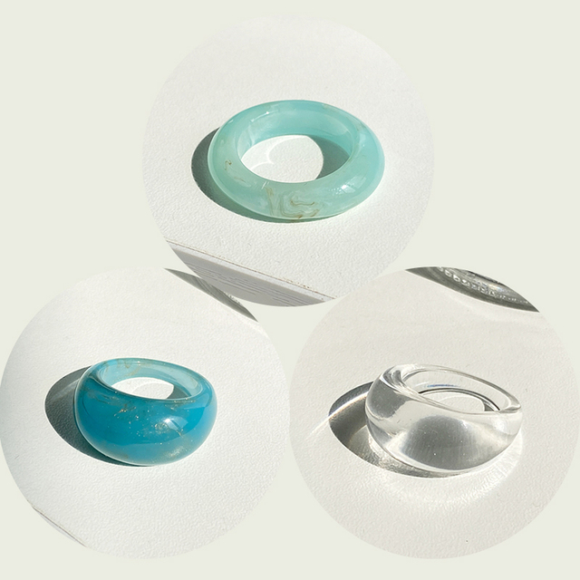 Trendy Colorful Transparent Resin Ring For Women Girls Geometric Square Round Acrylic Rings Set 2021 Trend Jewelry